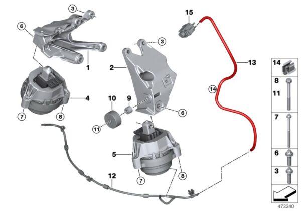 22116860492 moottorin kannatinkumi, oikea, BMW 5′ G30 530e, 7′ G11 740e ...