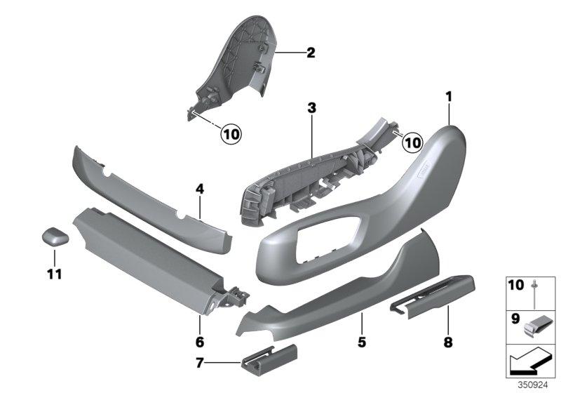 52107405729 BMW kuljettajan istuimen reunamuovi, vasen, musta, 5′ F90 ...